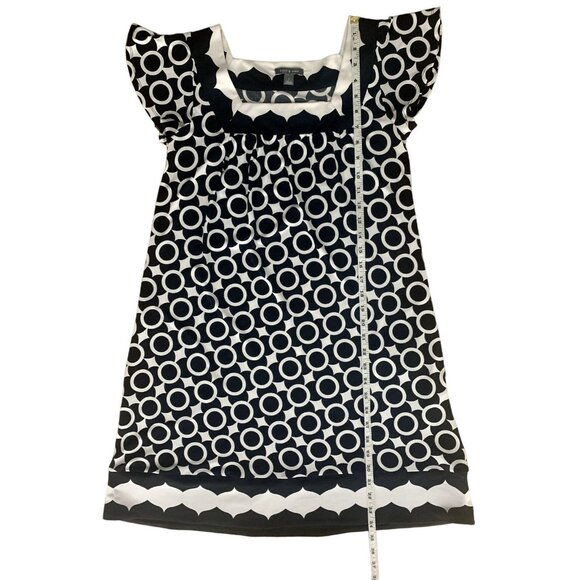 apt.9 Womens Black & Ivory Geometric Print Dress Square Neck Side Pockets Small - Picture 8 of 13